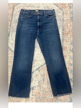 MOTHER Dark Blue Straight-Leg Cropped Jeans flaw see photos right back leg